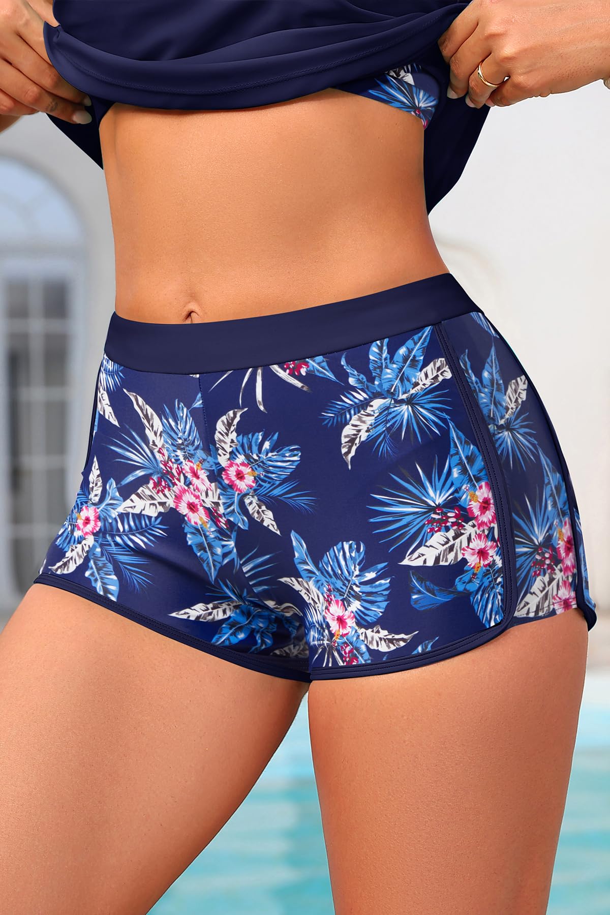 Yonique 3-teiliger athletischer Tankini-Badeanzug für Damen mit Shorts, Schwimm-Tank-Tops mit Sport-BH und Boyshorts, Badeanzüge