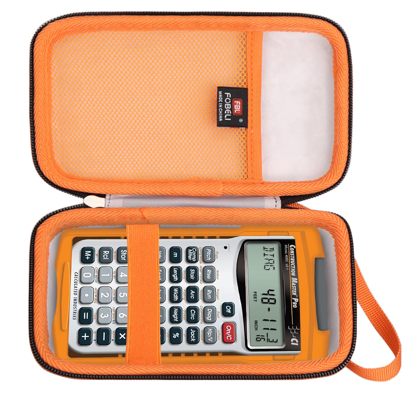 Custodia Rigida FBLFOBELI Per Calcolatrici Construction Master Pro (4065, 4080, 4054) – EVA Antiurto, Con Tasca, 19x10.9x5.1 Cm