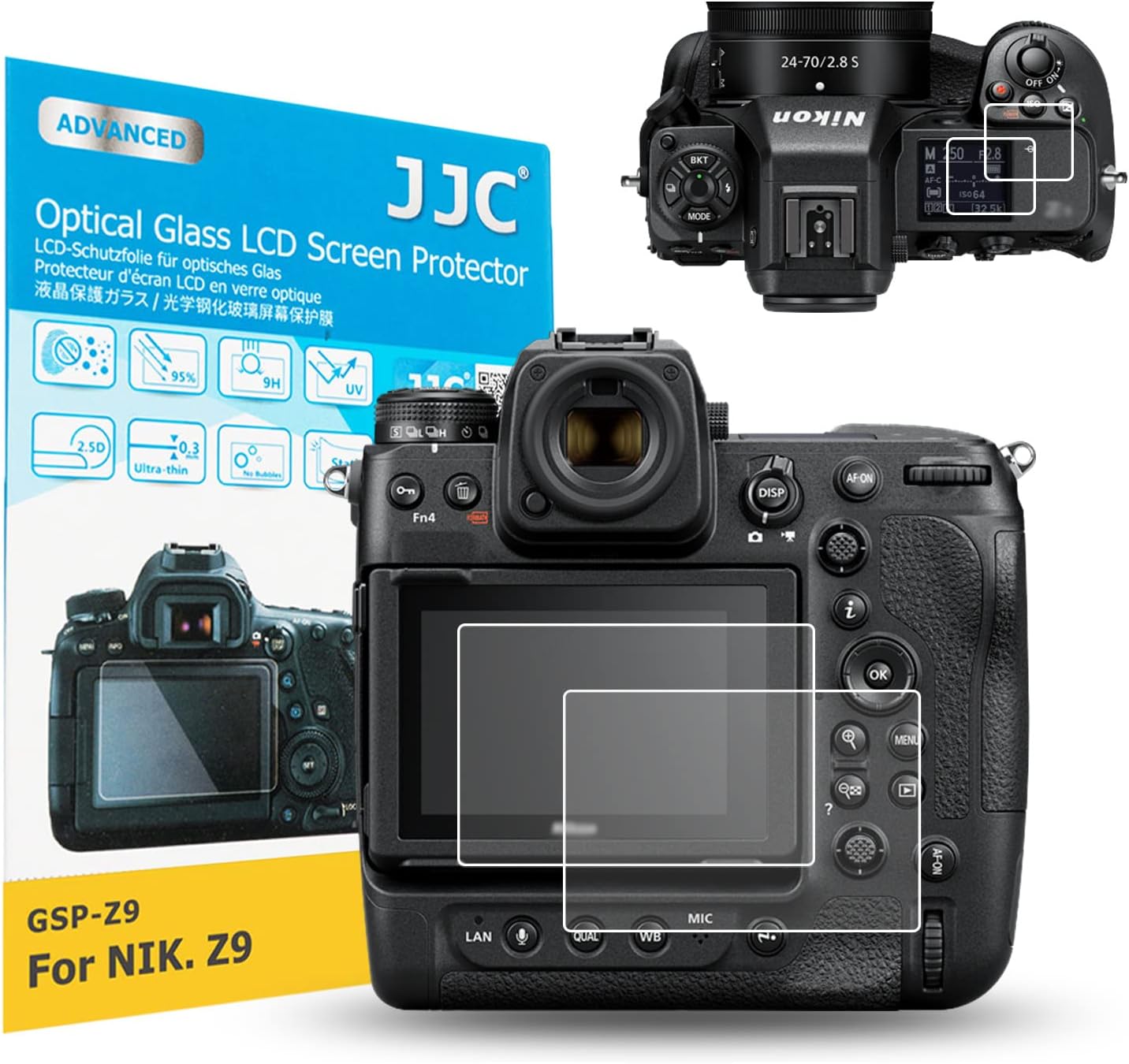 【2Pack】JJC Dedicated Tempered Glass Camera Screen Protector for Nikon