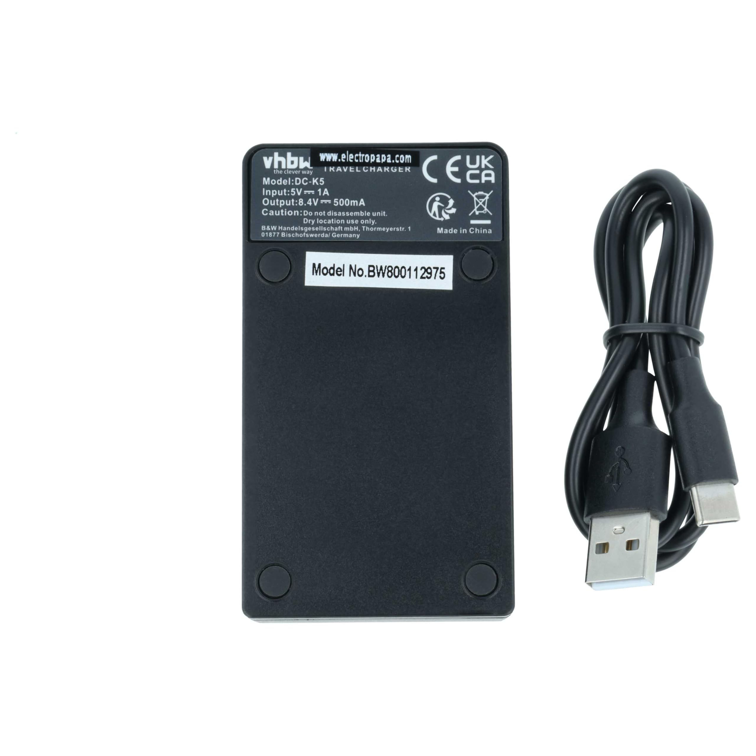 vhbw Dual USB-oplader compatibel met Olympus X-845, X-855, X-835, X-875, X- 905, X-825, X-800 camera/accu - oplader met display, 4,2 V