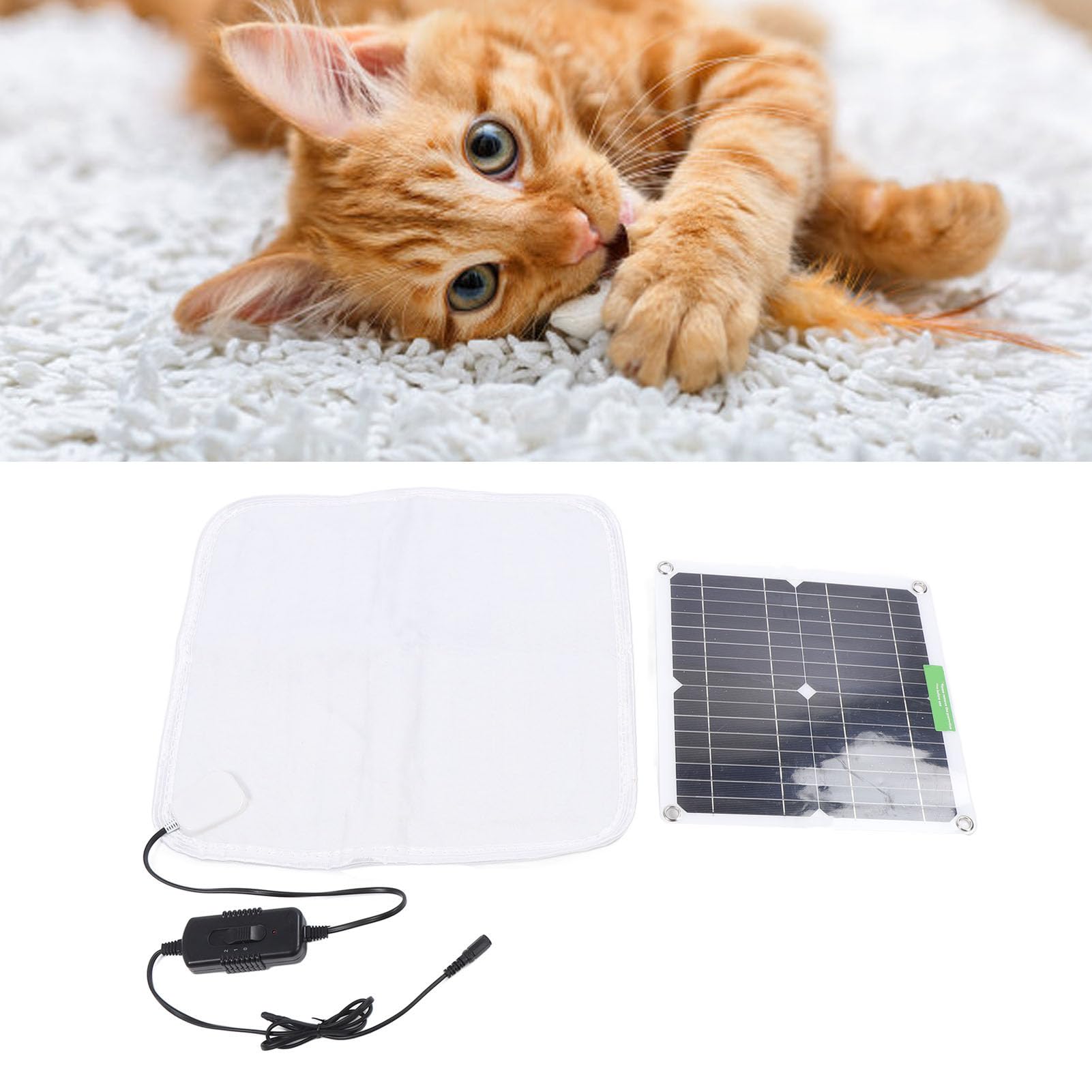TYTOGE Solar Panel Heating Blanket 12V 50W Rapid Uniform Heating Soft Portable Pet Heating Pad for Car Outdoor Use