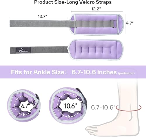 Miniatura 5 de Sportneer Ankle Weights Wrist Weights Pair of 124610 LBS for Men Women Kids Strength Training Wrist and Ankle Weights Set with Reflective Strips for