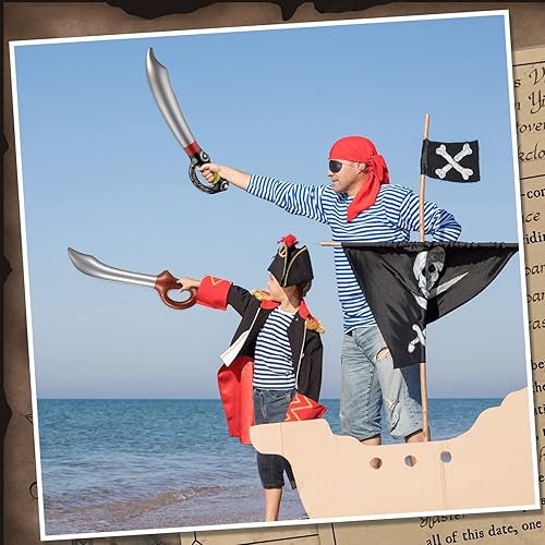 Miniatura 7 de Charniol 24 piezas de espadas piratas inflables de Halloween, espada de juguete para fiesta, suministros de cumpleaños, cuchillo inflado para