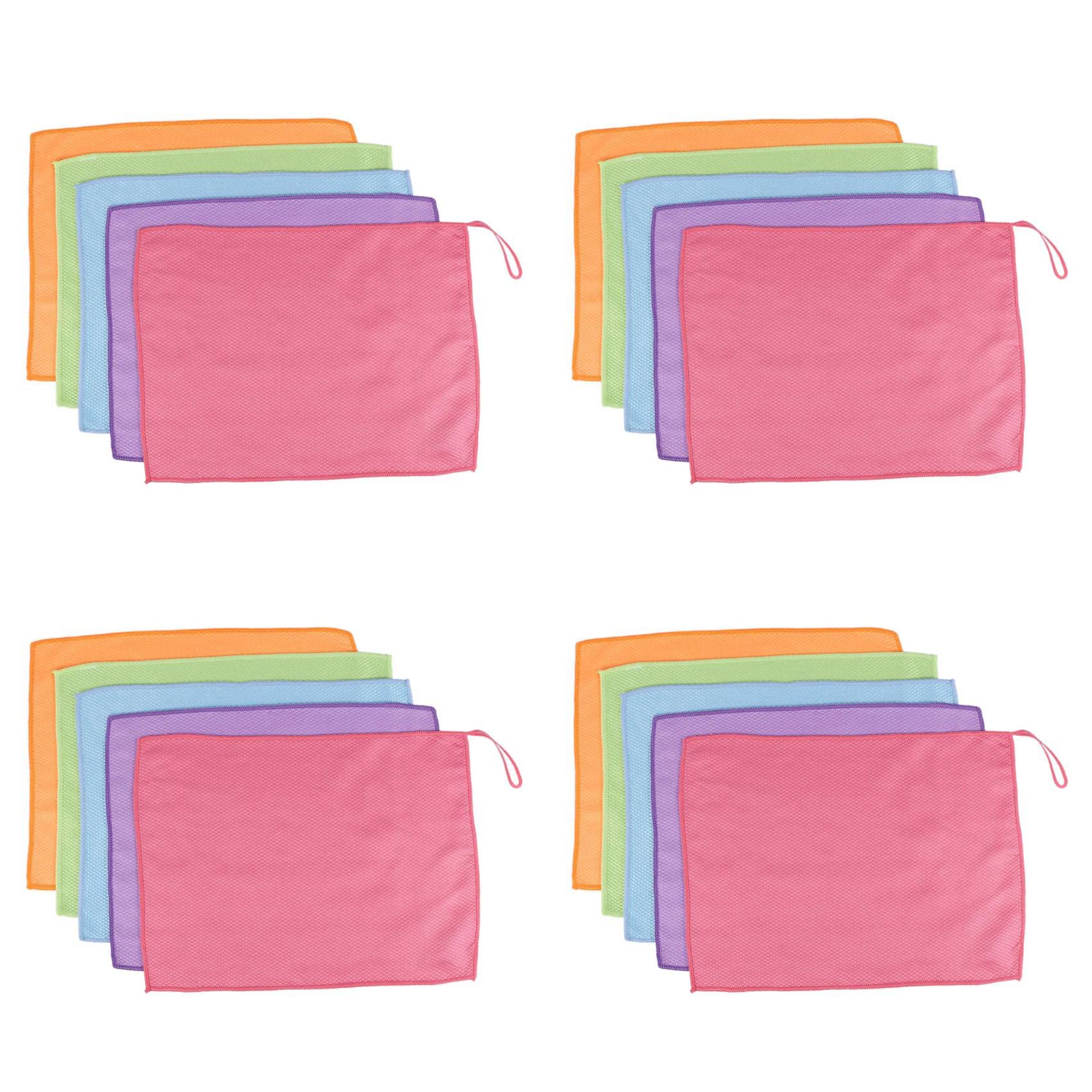 Hndhbfgrt 20Pieces Fish Scale Rags Super Absorbents Microfiber Polishing Cleaning Cloths Reusable Glass Wiping Rags 30X40cm