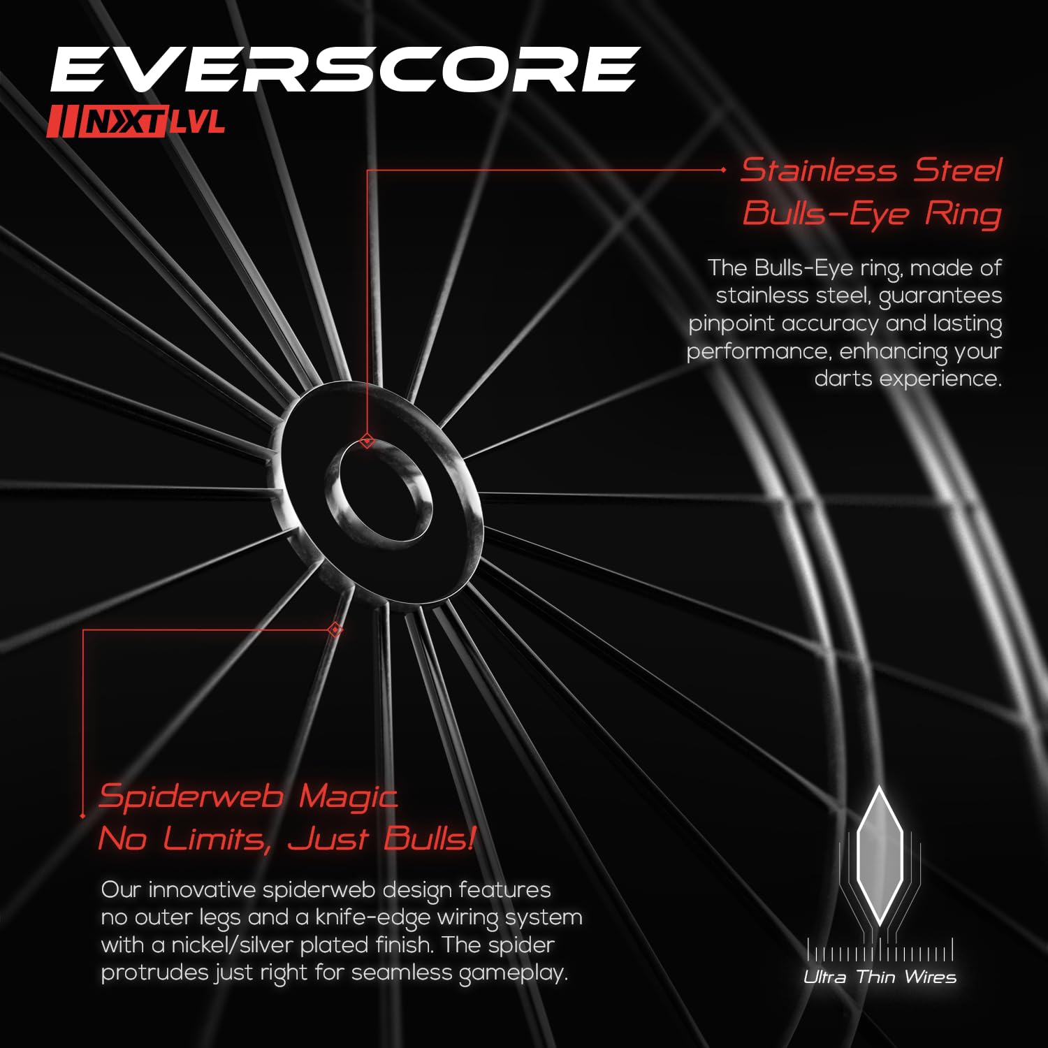 Fléchettes Everscore NXT LVL Cible en sisal auto-réparante