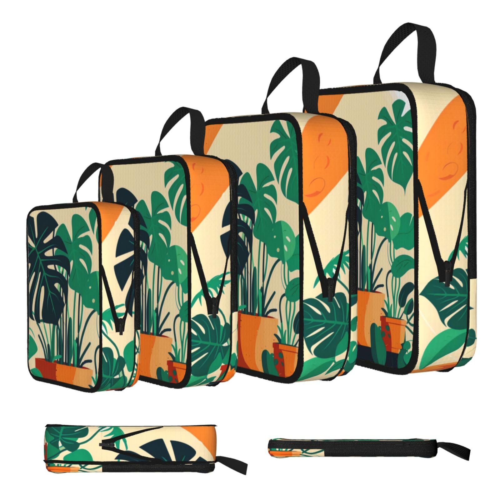 Cartoon Turtle Back Bamboo Compression Packing Cubes 4 Piece Set