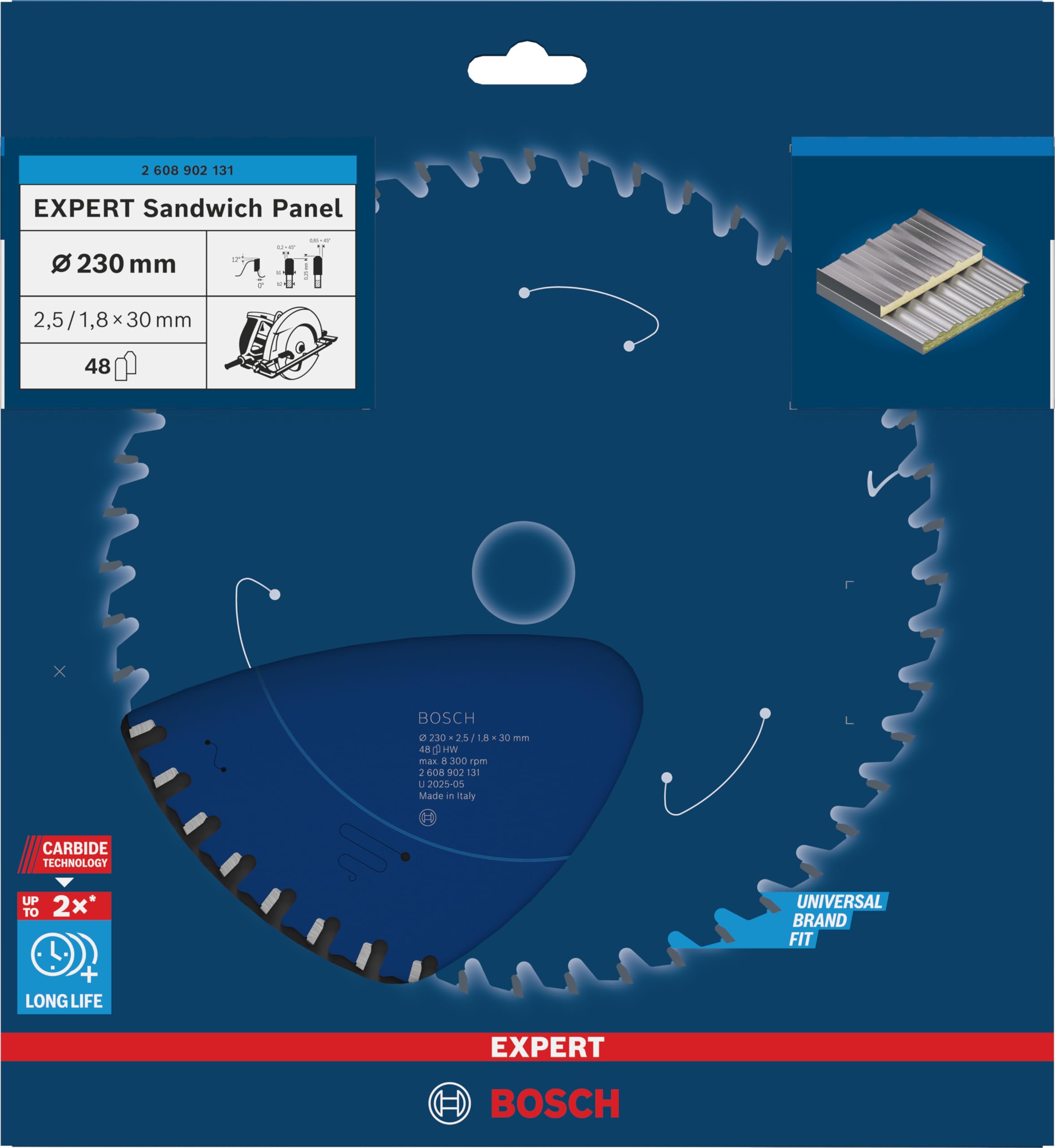 Bosch 1x EXPERT Sandwich Panel Kreissägeblatt für Handkreissägen (für Sandwich-Metall, Ø mm, Professional Zubehör kabelgebundene Handkreissägen, Tauchsäge)