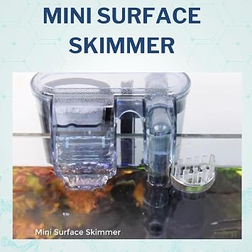 Finest-Filters Mini Surface Skimmer – Floating Inlet Removes Oil & Film from Aquarium Surface – Compact Skimmer for Freshwater & Marine Tanks