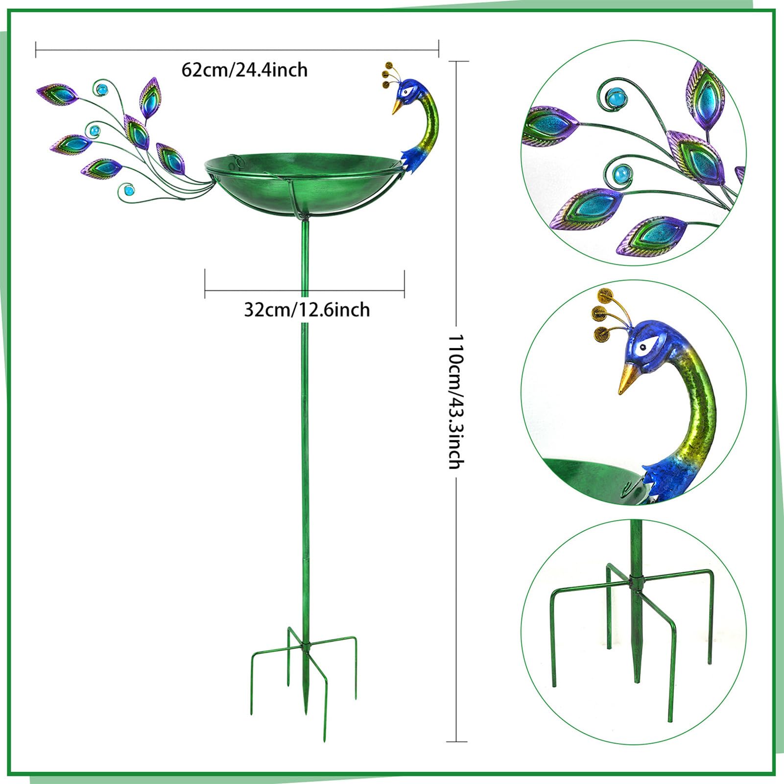 Bebederos Para Pájaros De Exterior Plato De Agua De Metal Con Diseño De | Bebedero De Aves Resistente A La Intemperie Para Balcón Terraza Patio Jardín Césped Decoración Colibríes y Estanq