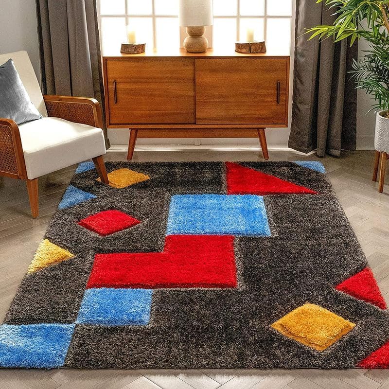 Image of Carpet for Hall | Carpet for Living Room |3X5 FEET Rugs for Bedroom | Carpet | Rug for Living Room | Carpet & Rugs for Home Decor | Carpet for Bedroom Floor (Blue Red Multi)