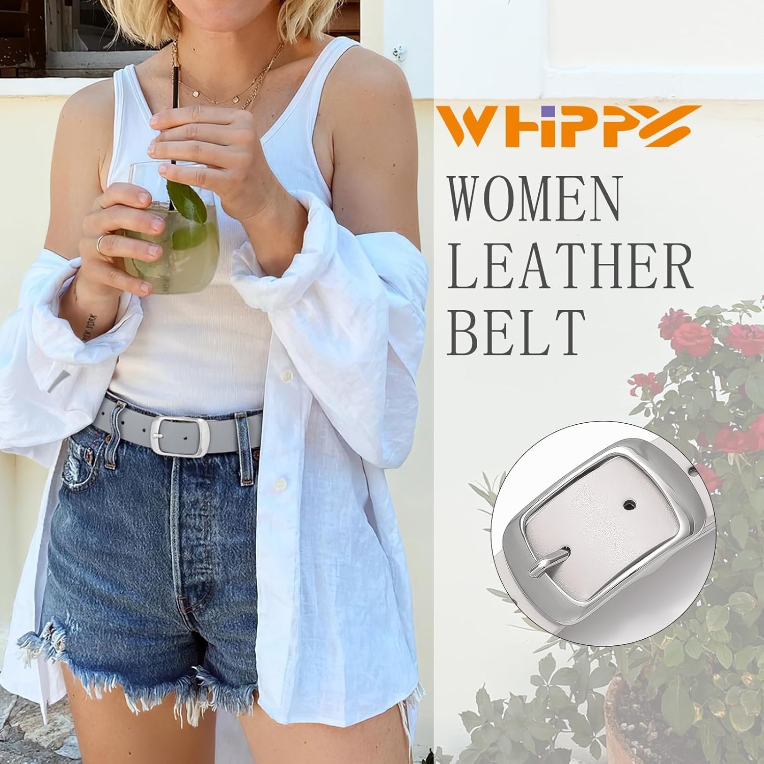 WHIPPY Women Leather Belts for Jeans Pants Fashion Dress Belt for Women with Solid Pin Buckle - Image 2