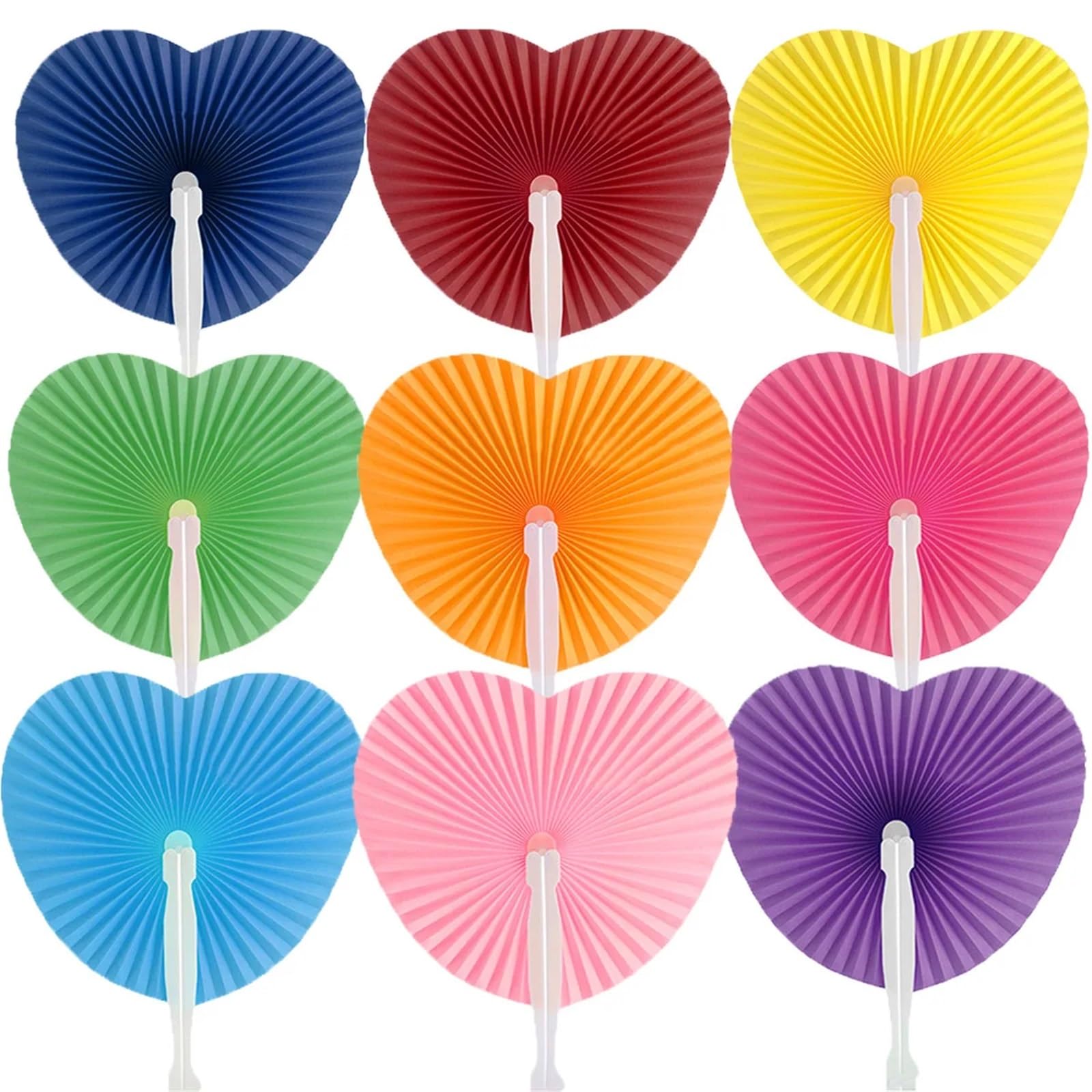 Handfächer, faltbar, herzförmig, blanko, Papierfächer für Hochzeiten und Partys, Hochzeitsgeschenk, Party, Zuhause, 60 Stück (zufällige Farbe)