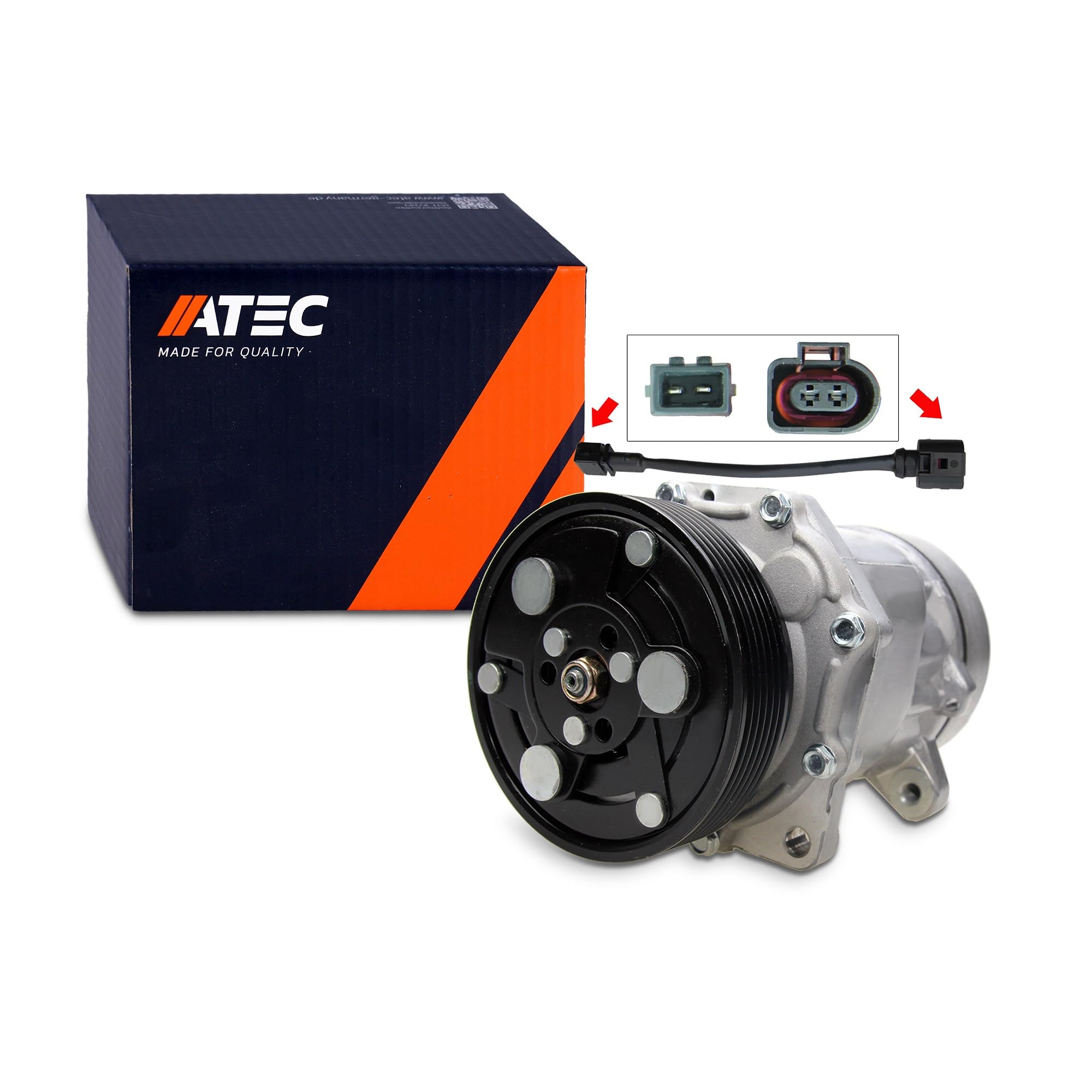 ATEC Germany 1x Compresor de aire acondicionado, incl. adaptador para variantes de dos enchufes