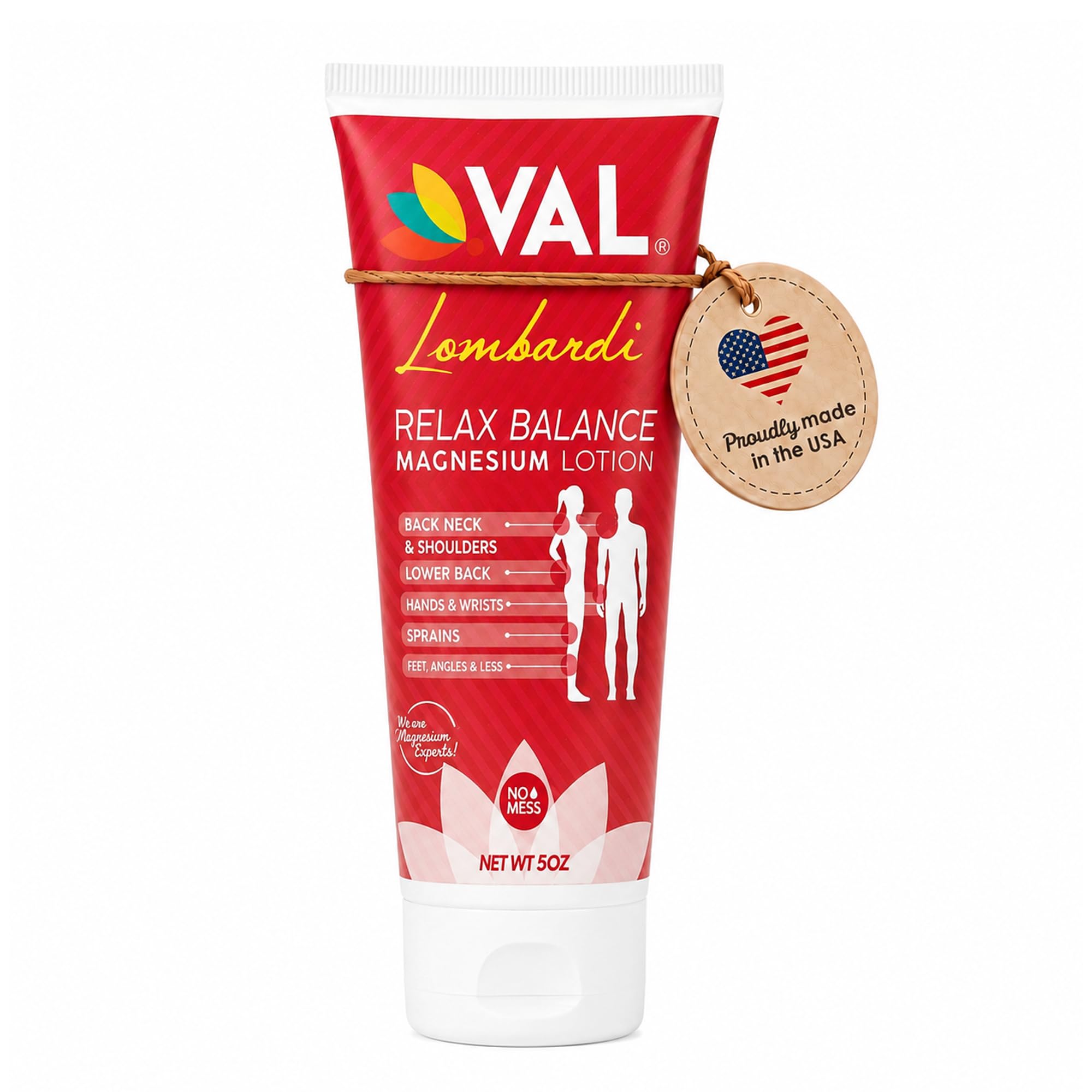 VAL Lombardi Relax Balance Magnesium Lotion | Arnica, Camphor & Menthol | Fast Relief for Joints, Muscles, Back, Shoulders, Feet | Non-Greasy | 5oz