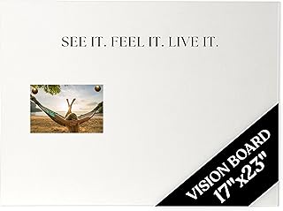 Vision Board Linen Bulletin Board – 17x23 Minimalist Goal Pinboard – Dre...