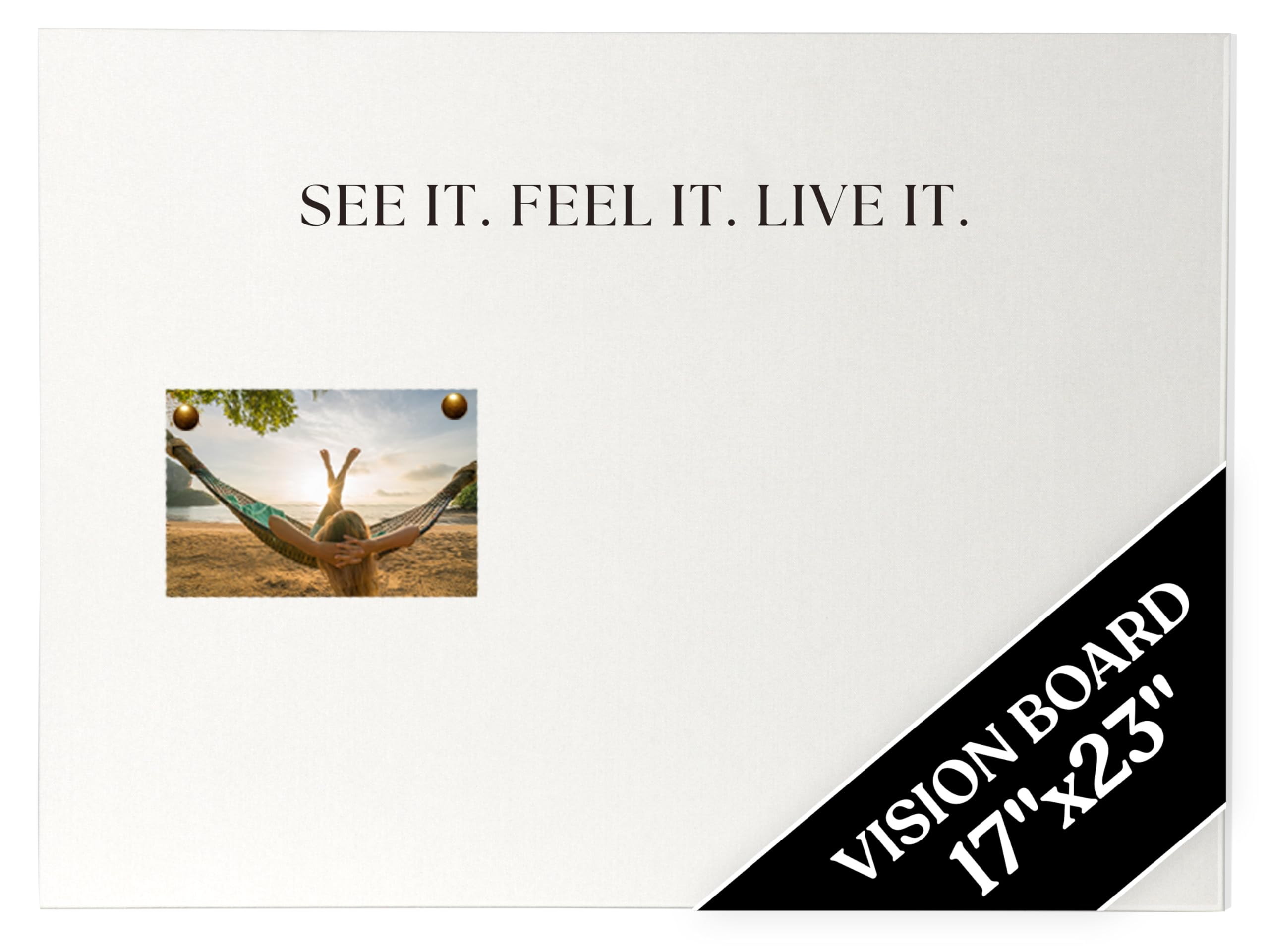 Vision Board Linen Bulletin Board – 17x23 Minimalist Goal Pinboard – Dream & Manifestation Board for Home Office – No Nails Wall Board – Perfect Vision Board Book Kits & Scrapbooking Supplies