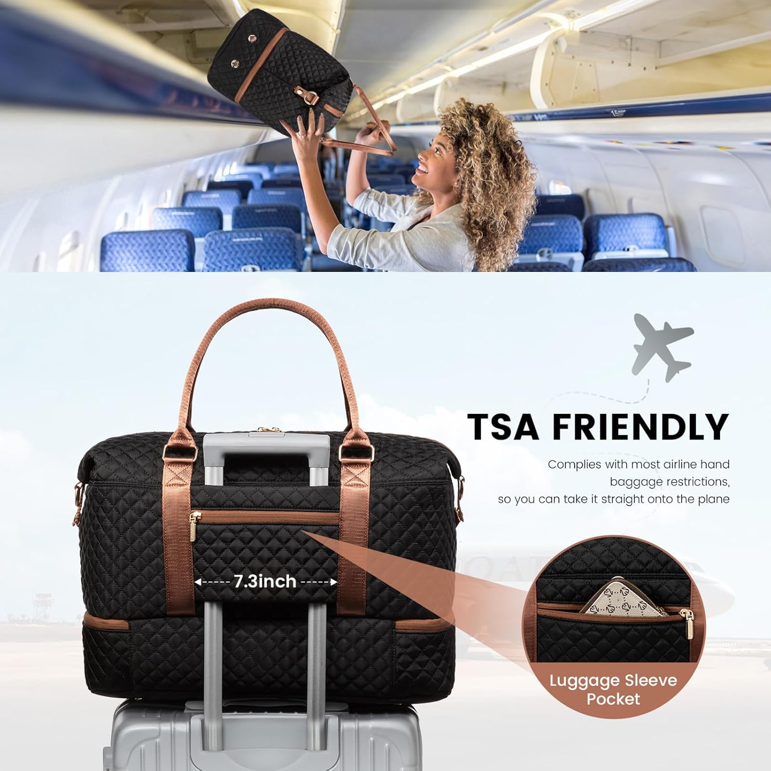 LOVEVOOK Travel Duffle Bag,Weekender Bags for Women with Shoe Compartment，Carry on Overnight Bag with Toiletry Bag,Gym Duffel Bag with Wet Pocket, Hospital Bags for Labor and Delivery - Image 4