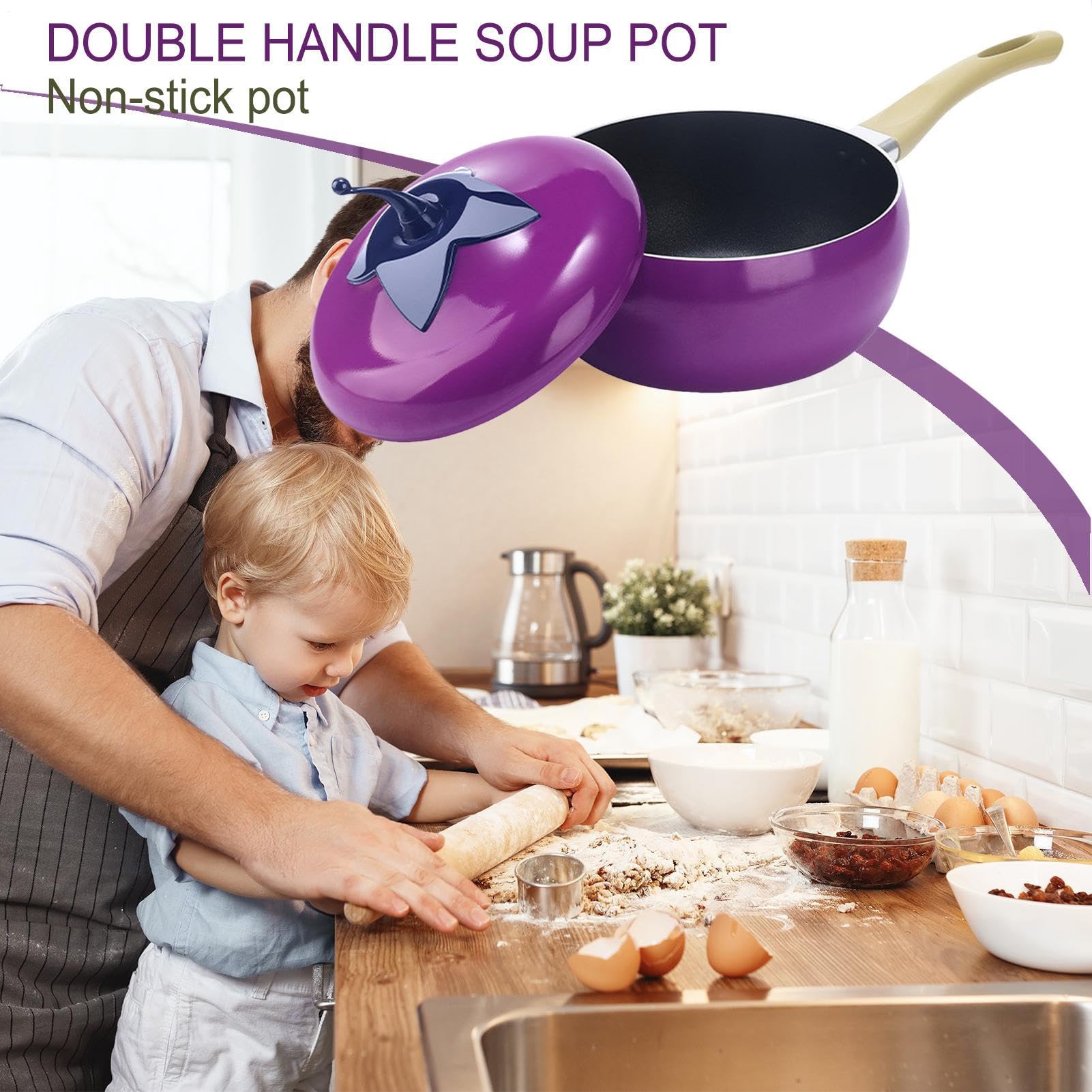Pentola Per Sugo Con Coperchio Antiaderente A Forma Di Frutto Pratica E | Pentola Da Cucina Per Pasta, Zuppa, Spaghetti, Conserve, Bollire, Cottura A Fuoco Lento