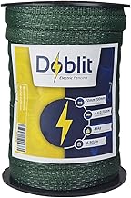 Doblit Electric Fence Poly Tape 20mm Ribbon - 6x0.15mm Stainless Steel Conductors, 85kg Breaking Strength. Low Resistance (200m , Green)