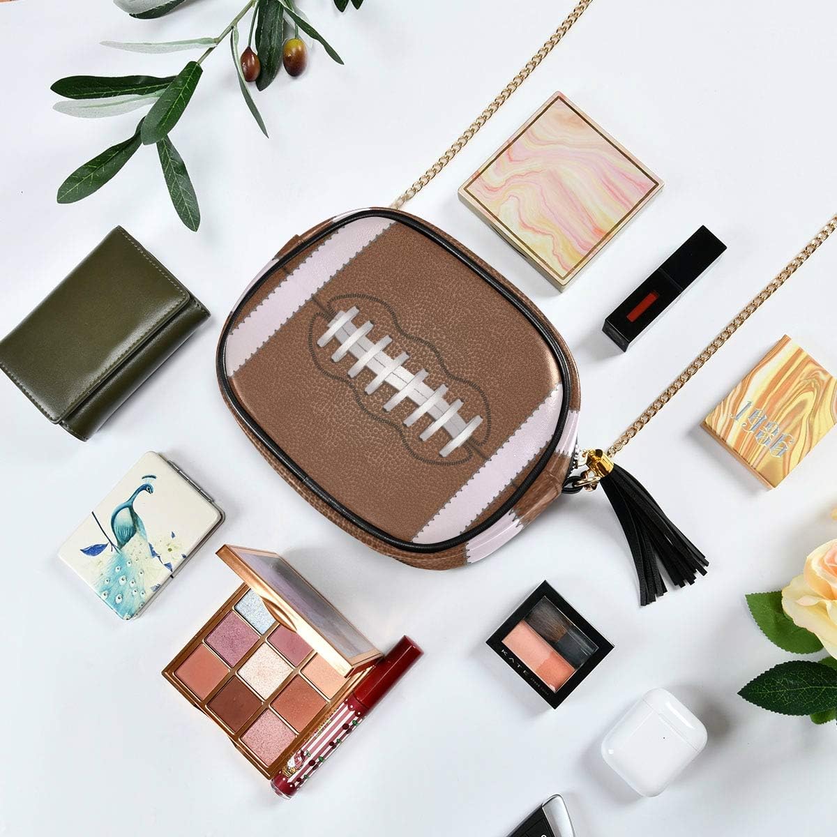 ALAZA Women's American Football Close Up with White Laces PU Leather Crossbody Bag Shoulder Purse with Tassel - Image 3