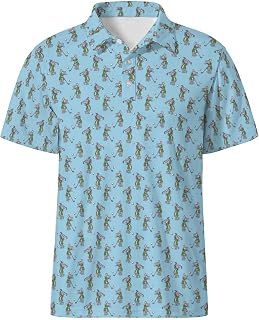 Party Mens Golf Shirt Print Short Sleeve Moisture Wicking Funny Sport Performance Polo Shirts for Men