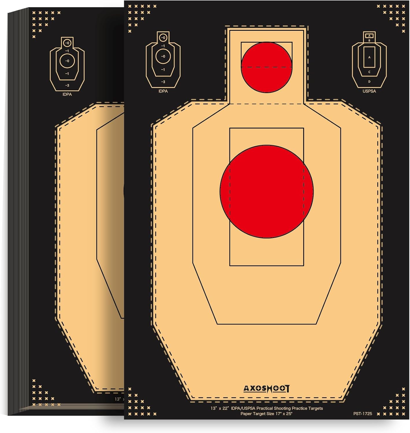 IDPA/USPSA Shooting Targets 17x25 Inch - 150gsm Kraft Paper 20-100/Pack Targets for Pistol, Rifle, Indoor & Outdoor Shooting Range