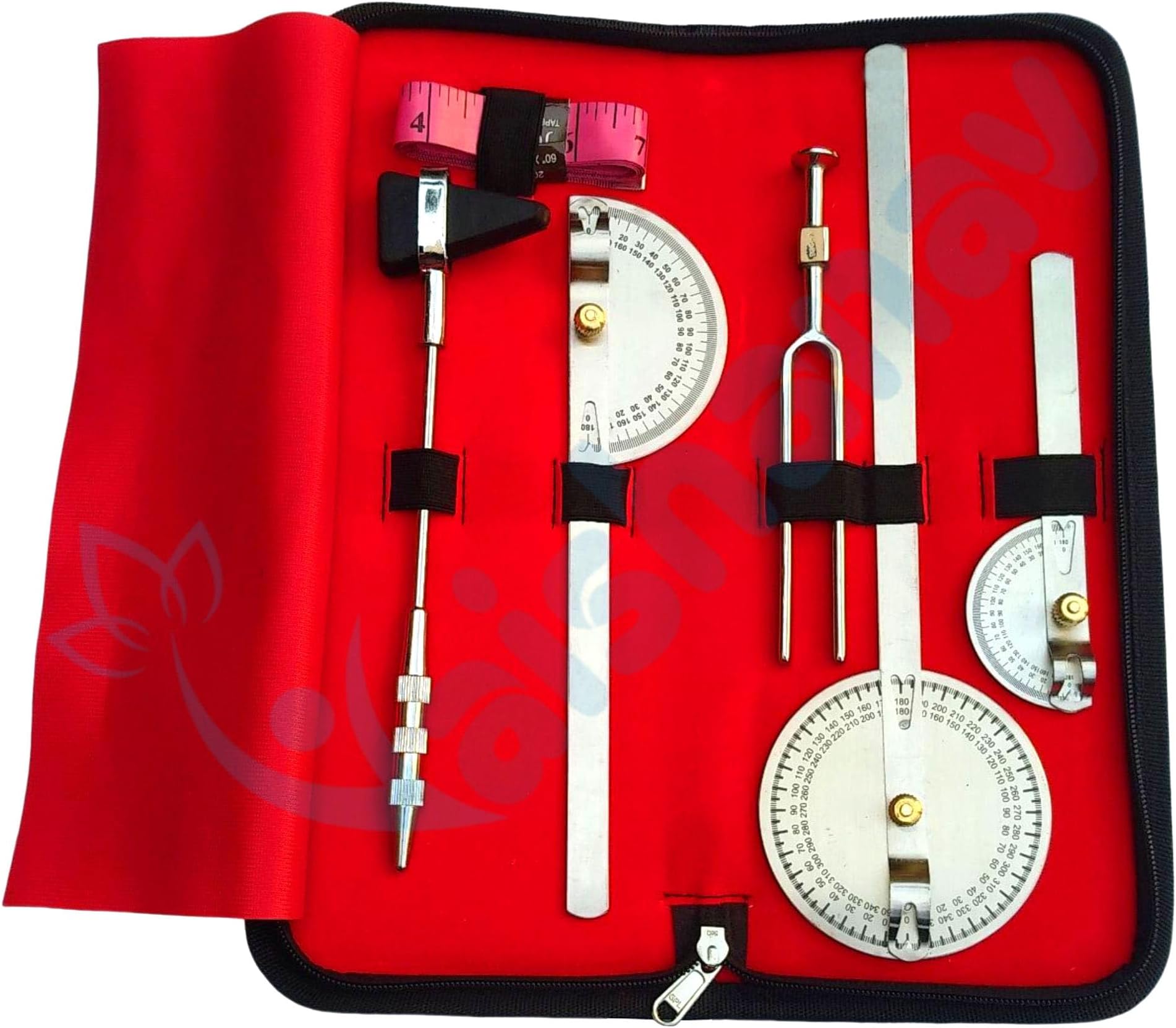 Physiotherapy goniometer set of 3 tuning forks 256 Hz and percussion