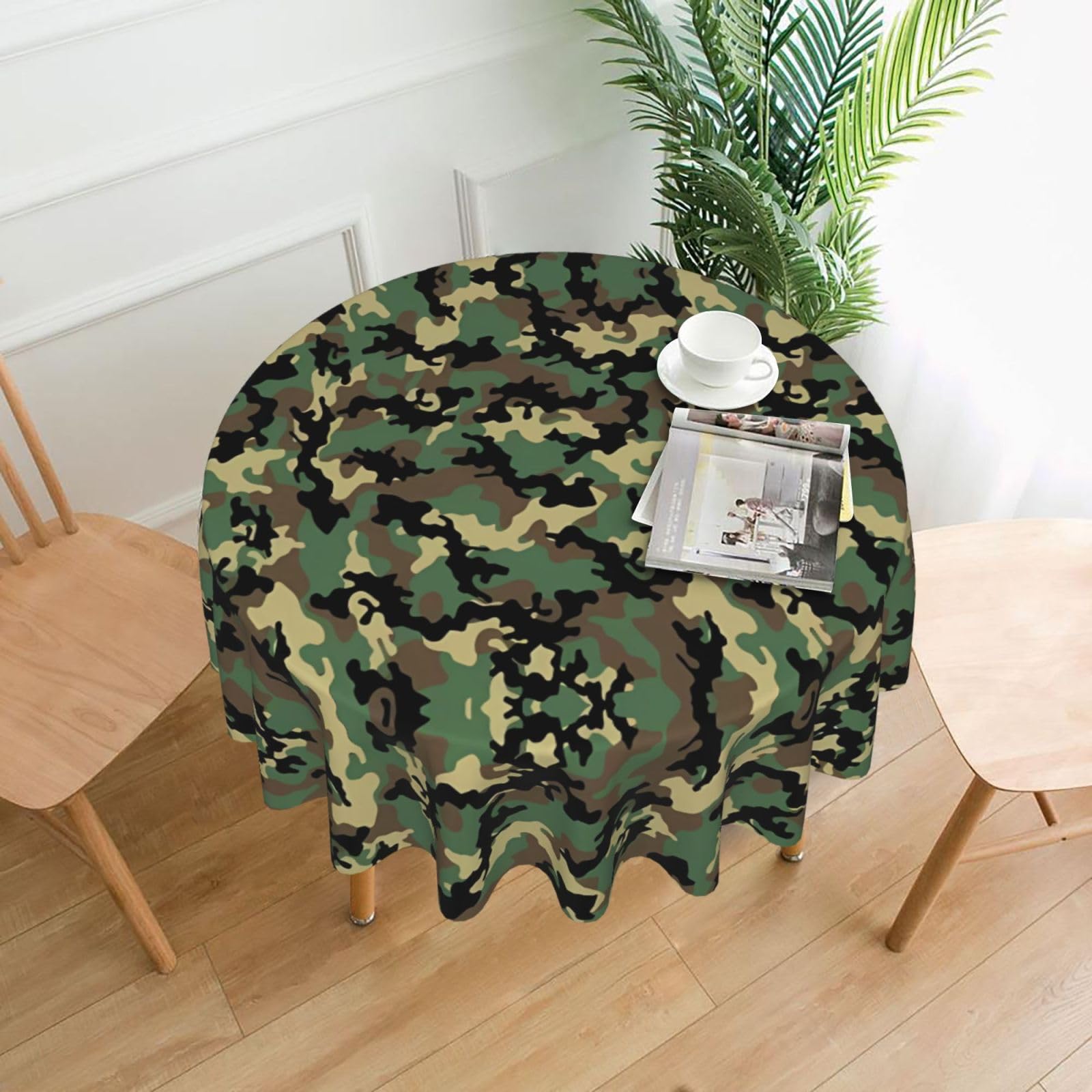 YYHWHJDE Camo Prints Round Decorative Tablecloth 60in – Elevate Your Dining Space with this Elegant Throw for Everyday Charm & Special Occasions