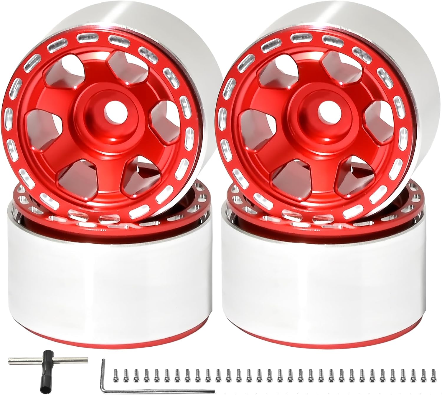 1.0 Beadlock Wheel Rim Set Aluminum Alloy RC Upgrade Part For Traxxas 1/18 TRX4M 1/24 Axial SCX24 FMS FCX24 Gladiator Bronco C10 JLU Deadbolt B17 RC Crawlers Upgrade Off-road(4Pcs/set)