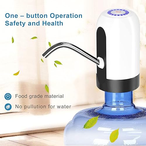 Miniatura 6 de Bomba de agua para botellas de 5 galones, bomba eléctrica portátil de agua potable con carga USB, dispensador de agua para botellas de 2 a 5 galones