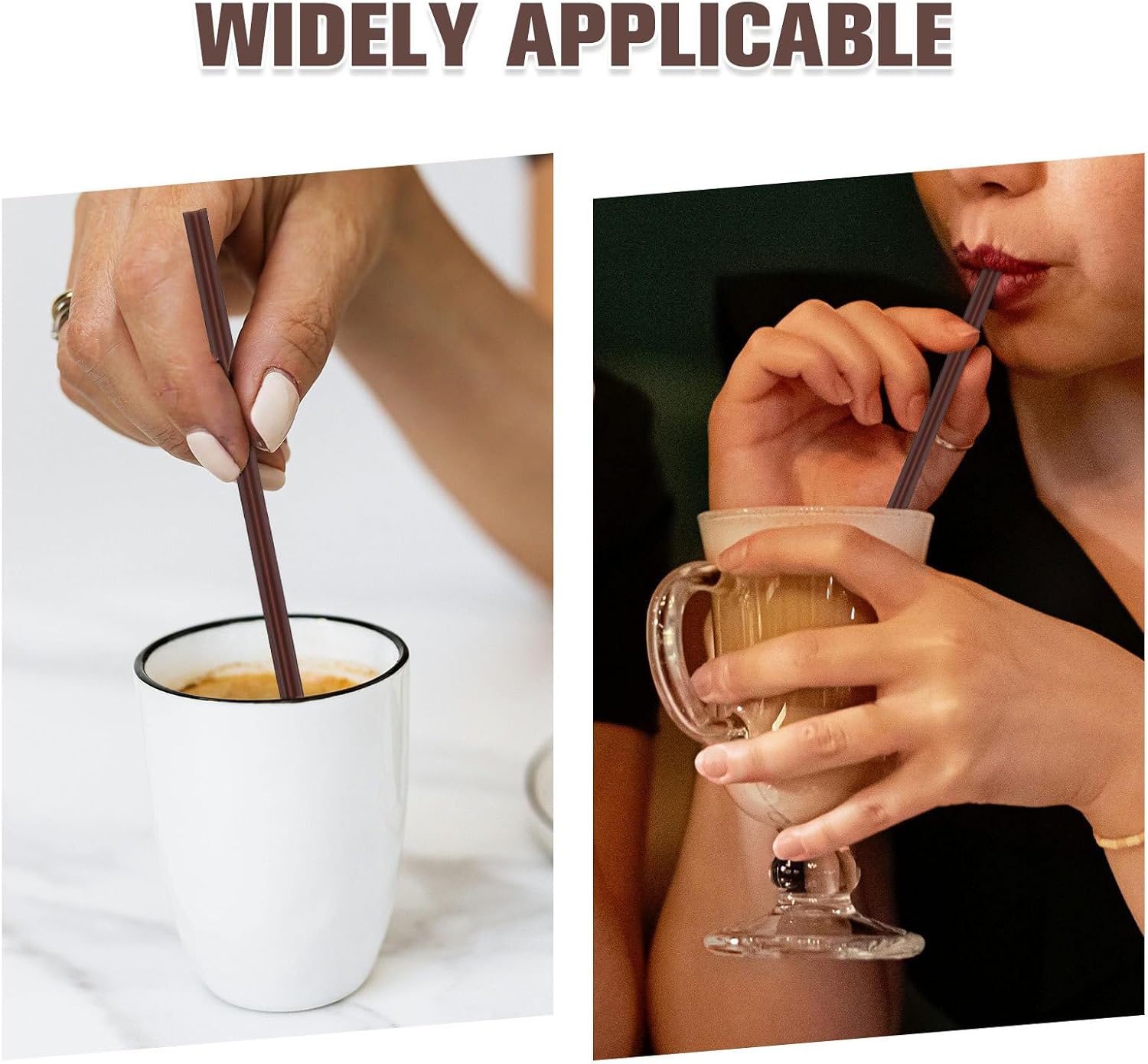 Garneck 100Pcs Disposable Coffee Stirrer Straws with Two Holes Long Handle Plastic Drink Swizzle Sticks for Office Restaurants Home Indoor Outdoor Brown