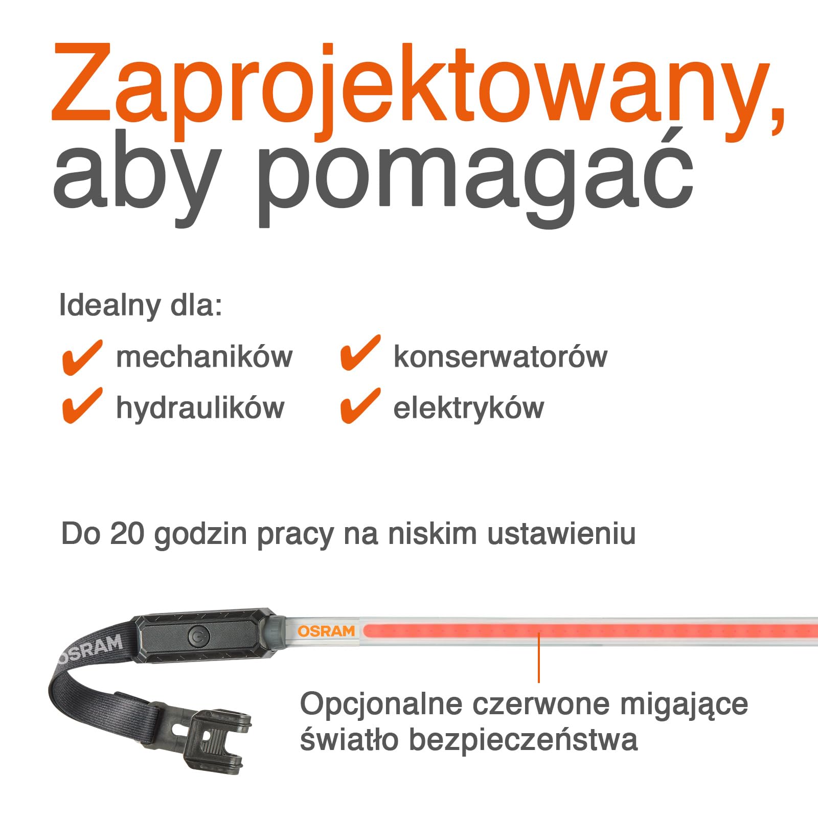 OSRAM LEDInspect FLEXIBLE INSPECTION LIGHT, akumulatorowa lampa inspekcyjna LED, 6000K, jasność do 1000 lm, zdejmowane paski elastyczne