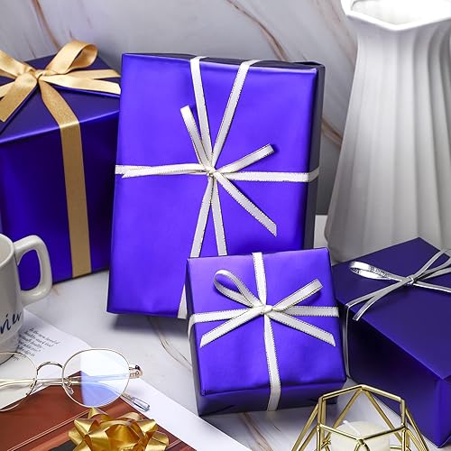 Miniatura 7 de RUSPEPA Papel de regalo metálico morado oscuro, papel mate de color liso, perfecto para bodas, cumpleaños, Navidad, baby shower, 17.5 pulgadas x