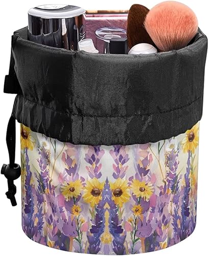 Miniatura 2 de Poceacles Bolsa de cosméticos con cordón para mujer, bolsa de maquillaje de gran capacidad, organizador de artículos de tocador, bolsillo de