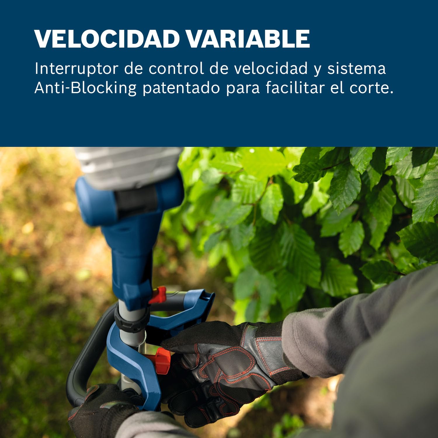 Bosch PRO tijeras cortasetos a batería GHE18V-50 FP sin bat./carg. | empuñadura auxiliar de 360°, 3400 carreras por minuto, nivel bajo de ruido: 90dB
