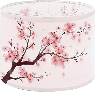 Drum Lamp Shades Oriental style painting cherry blossom spring Lampshade for Floor Lamps Table Lamp Pendant Light Linen 13"x13"x10" Replacement Large Lampshades