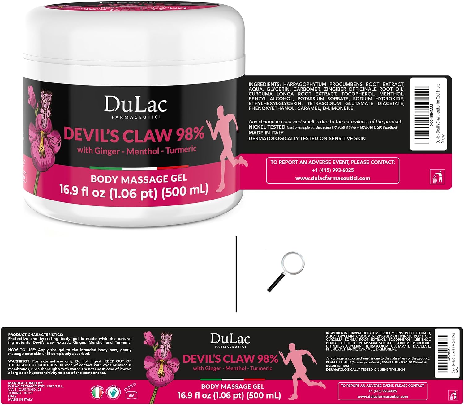 Dulac - Devil's Claw 98% Cream Maximum Strength 16.9 Fl Oz, Natural Joint and Muscle Comfort Cream, Enriched with Menthol for Cool Effect