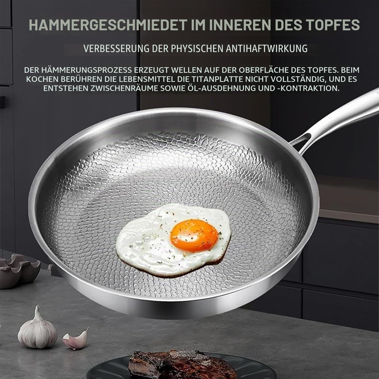 2026 Okura Titan Pfanne, Titan Pfanne 28/30/32 cm mit Deckel, Unbeschichtete Bratpfanne, Kratzfest & Antihaft, Geeignet für Induktion und Alle Herdarten, Ofenfest(24CM,Mit Abdeckung)