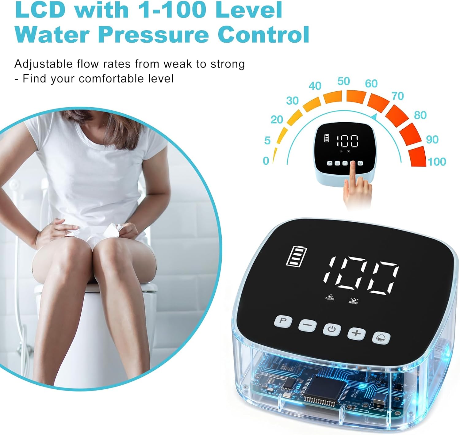 Electric Enema Kit, Enemas for Colon Cleanse for Women Men, 1-100 Levels Water Flow Speed Control with LCD Display, Water & Coffee Enema for Colon Detox Cleanse -16 Tips, External Water Supply (Blue)