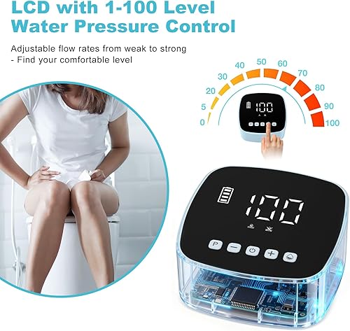 Miniatura 3 de Kit de enema eléctrico, enemas para limpieza de colon para mujeres y hombres, 1-100 niveles de control de velocidad de flujo de agua con pantalla