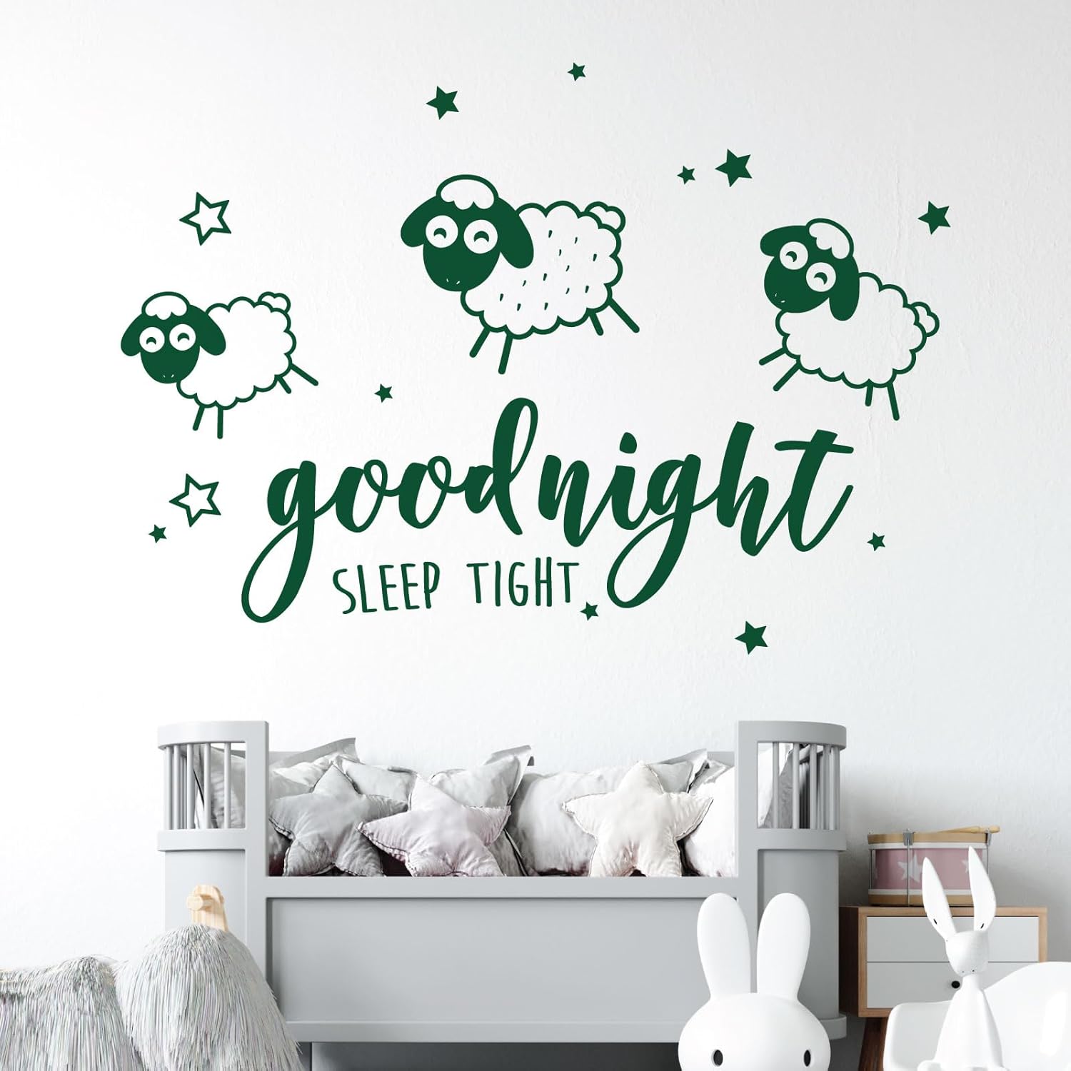 Goodnight Sleep Tight Counting Sheeps Nursery Wall Sticker Forest