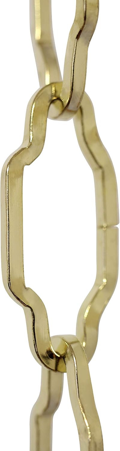 RCH Hardware CH-S57-33-PB-10 |9 Gauge Decorative Solid Steel Motif Link Fixture Chain | 10 Foot Increments |Polished Brass Finish