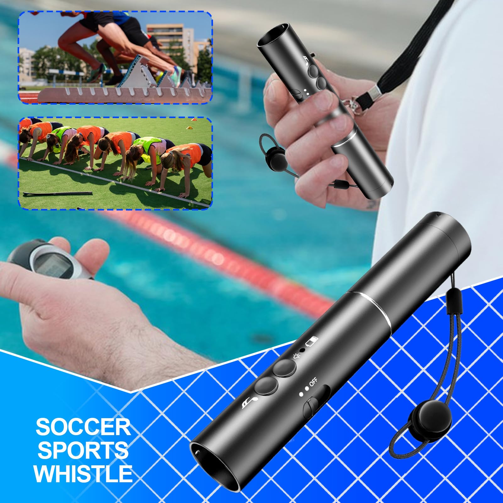 Elektryczny gwizdek dla trenerów, elektroniczny gwizdek | Gwizdek sportowy,USB ładowanie latarki 500MAH 2 Waterproof o dużej objętości dla trenerów sędziów Nauczyciele sportowe piłka nożna piłka nożna
