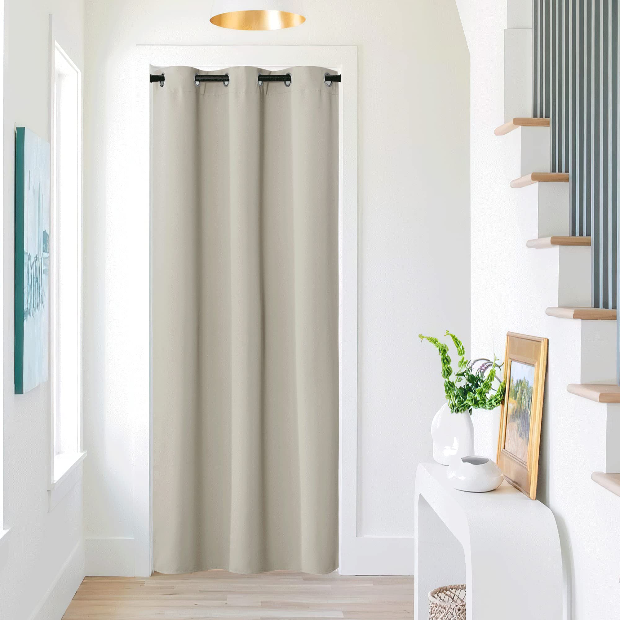 NICETOWN Blackout Curtains for Living Room Thermal Insulated Door Window Closet Privacy Glass Patio Curtains, 1 Piece, 42 W x 80 L, Natural