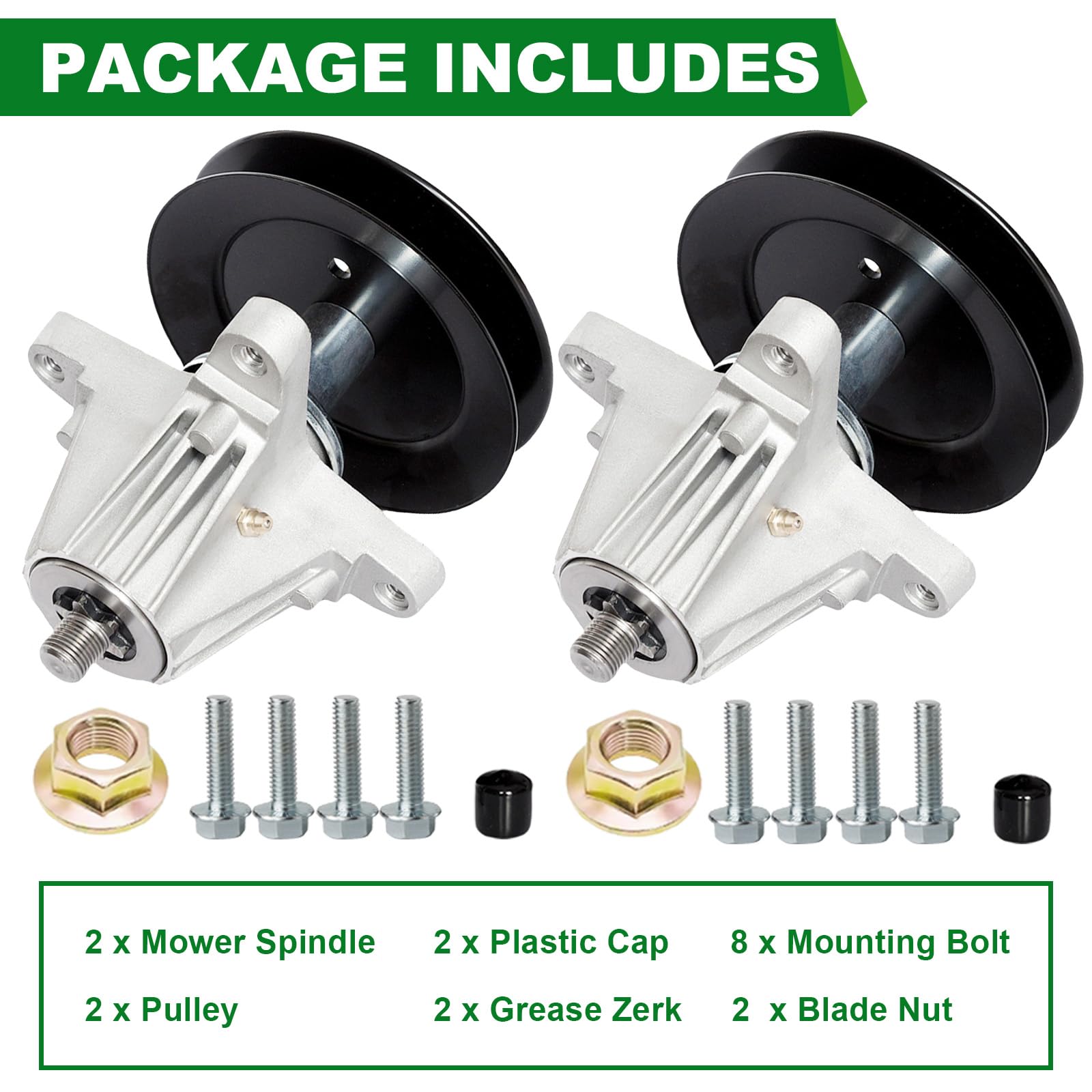 618-06978 918-06978 - Conjunto de eje con polea compatible con RZT-S54 MTD Troy Bilt TB2454 Craftsman T8400 G8400 Z6660, se adapta a cubierta de 54 pulgadas, paquete de 2