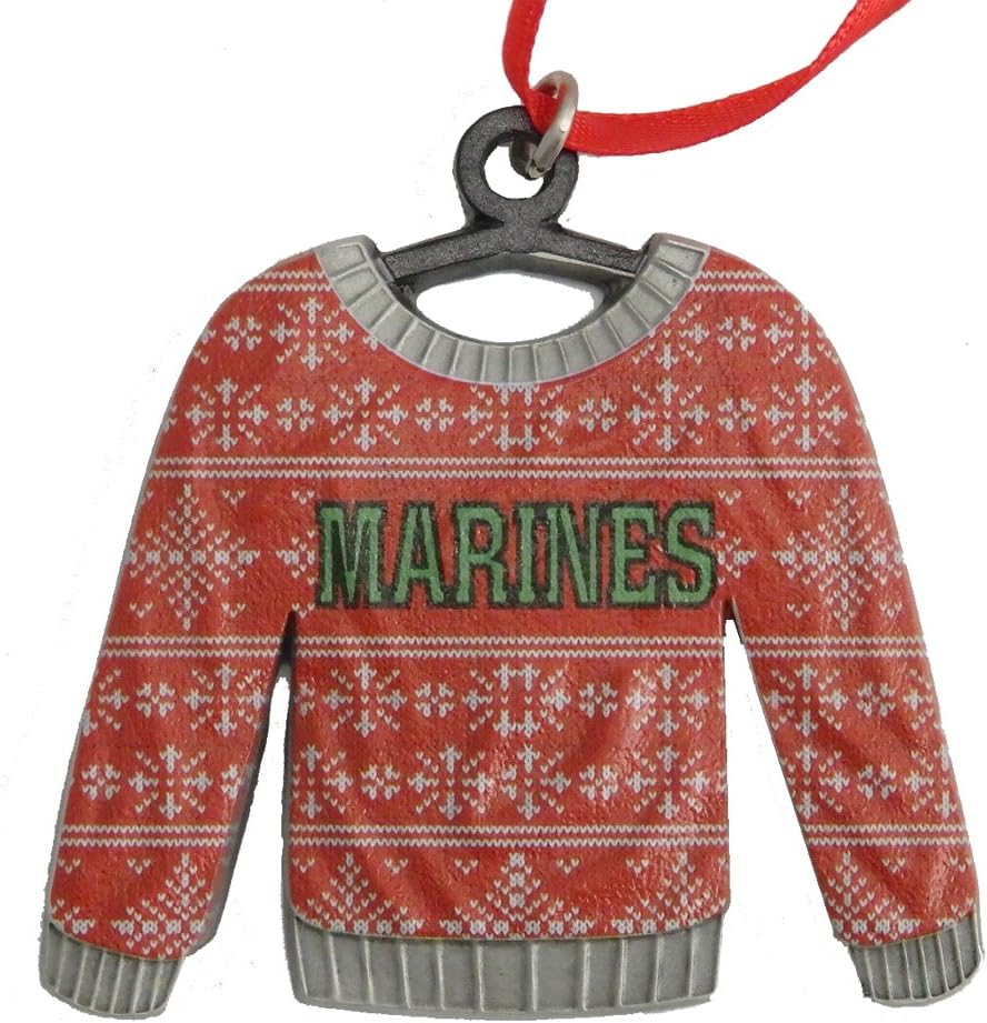 Indiana Metal Craft US Marine Corps Sweater Gallery Print Pewter Ornament. Made in USA (RED)