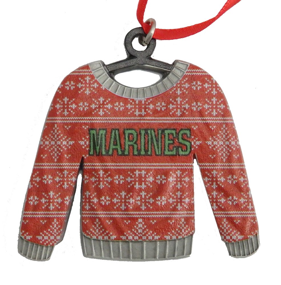 Indiana Metal Craft US Marine Corps Sweater Gallery Print Pewter Ornament. Made in USA (RED)