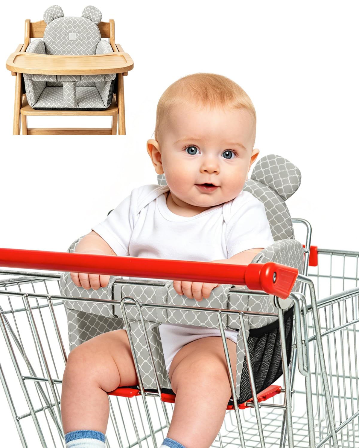 KAKIBLIN Shopping Cart Cover for Baby, High Chair Cover, Universal Fit Grocery Cart Cover, Cart Seat Cover for Baby, Shopping Cart Seat, Multi-Use Restaurant Seat Protector for Girl Boy