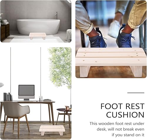 Miniatura 7 de Reposapiés de madera para debajo del escritorio, reposapiés de oficina inclinado para el hogar y el trabajo, diseño ergonómico para aliviar el dolor