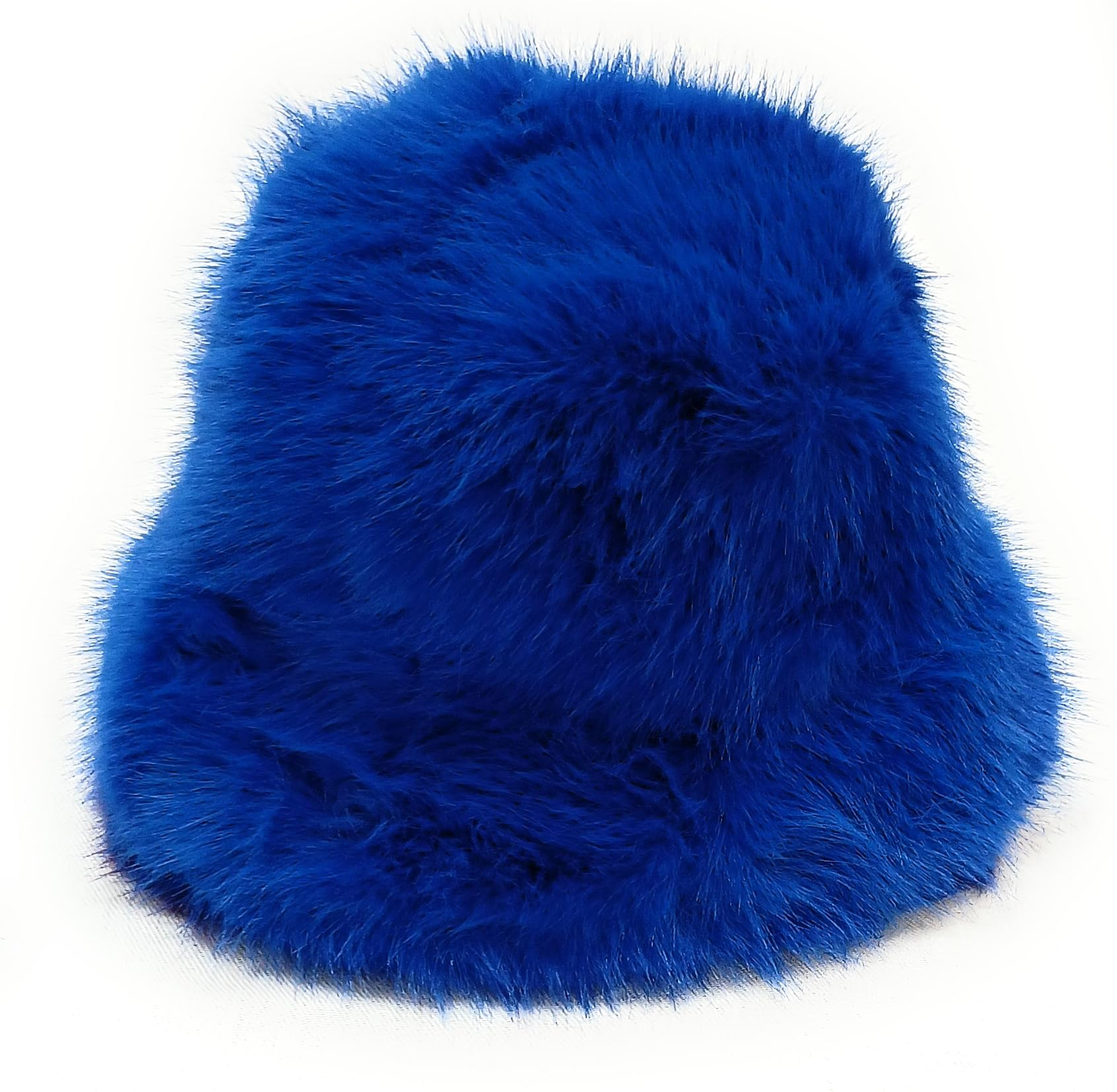 Kgm Accessories Unisex Blue New Super Fluffy Cossack Style Soft Fleecy Faux Fur Bucket Hat - Womens Winter Hats (Uk, Alpha, One Size, )